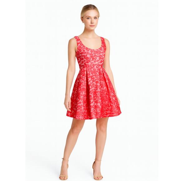 Badgley Mischka Fit & Flare Cocktail Dress 6 Pink NEW - Picture 1 of 12